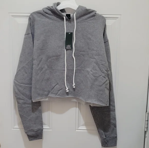 Wild Fable Women's Cropped Hoodie - Heather Grey - Picture 1 of 5